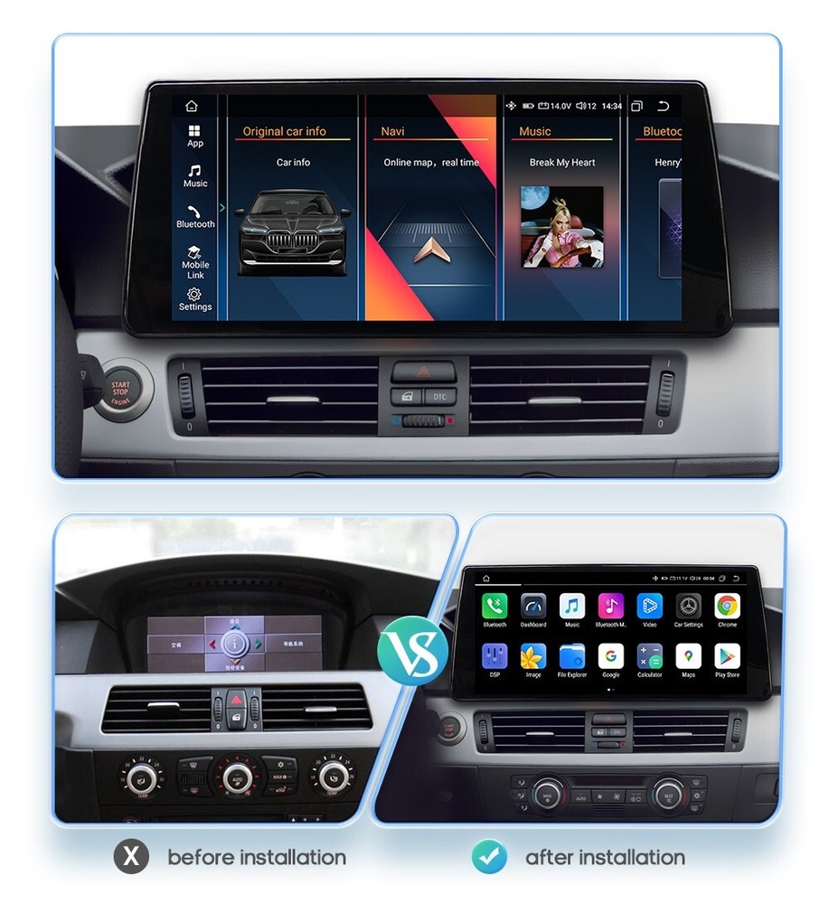 Android 12 8Core 8+128GB Autoradio 10.33″ GPS Navi Carplay 4G BT für BMW E60 CCC