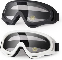Goggles for ATV, dirt bike, and motocross Color: White/Black Frame+clear Lens