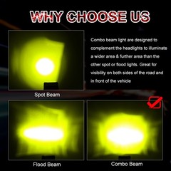 2x 3″ LED Pods Light Bar Amber Yellow Fog Lamp Offroad Driving Truck ATV &Wiring