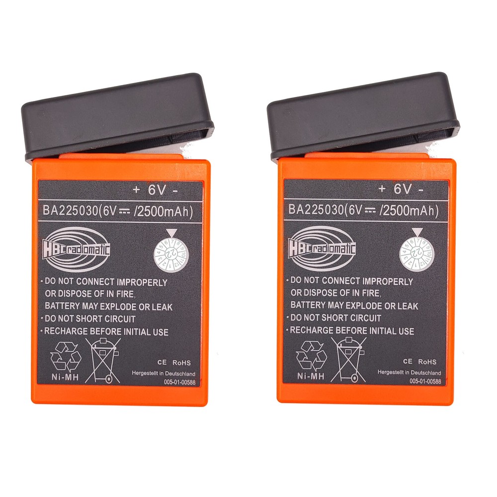 2X BA225030 6V 2500mAh Ni-Mh Battery For HBC Crane remote Pump truck battery