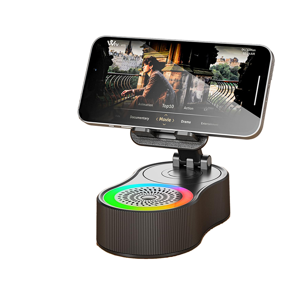 Black Cell Phone Stand Holder with Wireless Bluetooth Speaker Induction Audio
