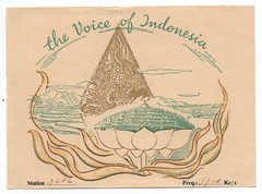 1953 Short Wave Radio Card ” The Voice of Indonesia ” Radio Republic Indonesia