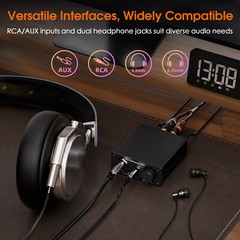HiFi Mini Headphone Amplifier Audio Home Stereo Headset Amp w/ 3.5 6.35mm Jacks