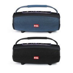 FOL Portable Bluetooth Boombox Speaker, 20W, RGB, 12Hr, USB, AUX, Blue/Black