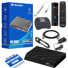 Vseebox V6 Max 2026 Kit with HDMI Cable, Remote, Setup Guide & Power Adapter
