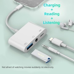 3-in-1 Lightning USB Auxiliary Adapter