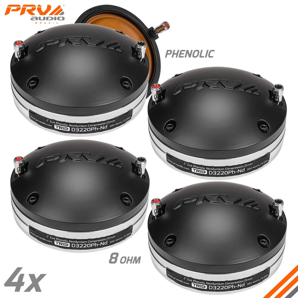 4x PRV 2″ Driver D3220Ph-Nd Midrange 1200 Watts Neodymium Phenolic PRO Audio