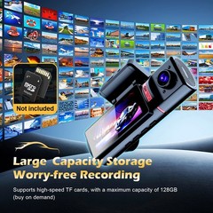 4K Dash Cam Front Rear Inside 3 Lens WIFI Car 32GB Camera Night Vision with GPS