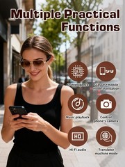 AI Smart Glasses for Men&Women Bluetooth Sunglasses Open-Ear Speaker Translation