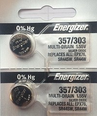 Energizer Battery 357/303 Multi Drain Silver Oxide 1.55V ((2pcs per Pack) FRESH