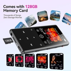AGPTEK M6 128GB Metal 2.4 inch MP3 Music Player Voice Recording and Speaker