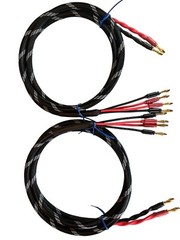 Canare 4S11 HI-FI Bi-Wire Speaker Cable Pair, Flex Braided 2 to 4 Banana, 12 Ft.