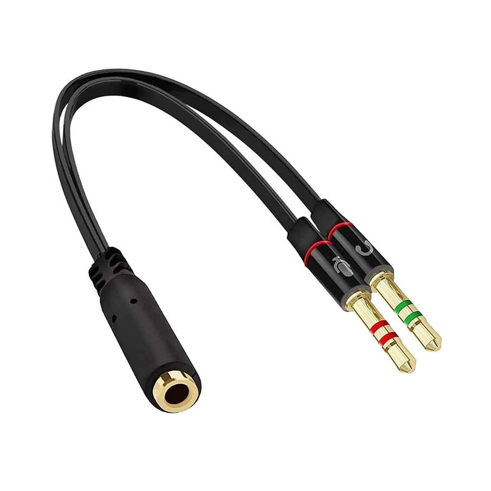Headset Splitter 3.5mm Jack Dual Male Female Adapter Mic Audio Headphone Cable