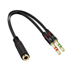 Headset Splitter 3.5mm Jack Dual Male Female Adapter Mic Audio Headphone Cable