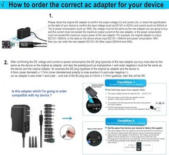 5V1A AC Adapter DC5V Power Supply Cord with 11 Plug Tips AC to DC 5Volt 1A 500mA