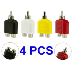 4x 1-Male to 2-Female Cable Adapter RCA Y Splitter AV Audio Video Plug Converter