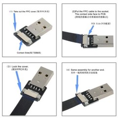Down Angled USB 2.0 Type-A Male to Female Data Flat Slim FPC Cable for FPV