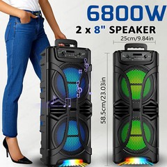 6800W Portable Bluetooth Speaker with Dual Subwoofers – Heavy Bass Party Sound