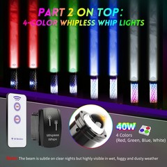 2x 1~3FT Laser LED Whip Spiral Chasing RGB Fat Whip Light For Can Am Polaris RZR
