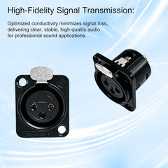 5pcs XLR 3Pin Female panel mount chassis, Fine black nickel plated housing