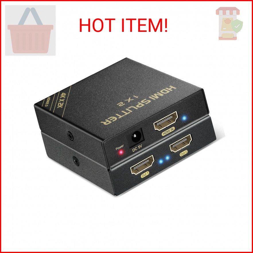 HBAVLINK HDMI Splitter 1 in 2 Out 60Hz – HDCP Bypass 2.3, HDR, Dolby/DTS 5.1/7.1