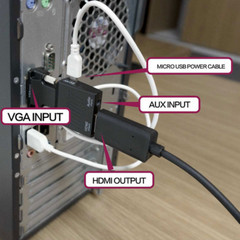 VGA to HDMI Male to Female Video Adapter Cable Converter with Audio HD 1080P