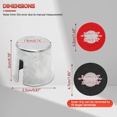 Battery Post Shims x 10 Battery Terminal Shim w/ x 12 Battery Terminal Felt Pads