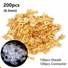 100 Sets Female 6.3mm Spade Connector Wire Crimp Brass Terminal Insulated Sleeve