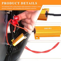 50W 6ohm LED Load Resistors, Aluminum Turn Signal Resistor Flasher 2 PCS
