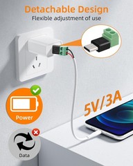 USB C to 2Pin Screw Terminal Adapter 5V Type C Solderless Converter 4 PCS