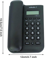 Corded Landline Phone with LCD Caller ID Black Basic Desk Wall Mountable for