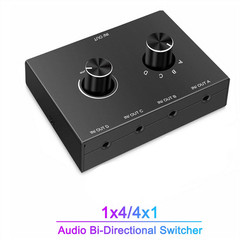 4 Way 3.5mm Jack Audio Switcher Stereo Bi-Directional 4 in 1 out / 4 in 1 out