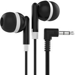 5 Pack of BLACK 3.5mm In Ear Earbuds Headphones – Individually Wrapped – Bulk