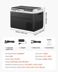 VEVOR 12V Car Refrigerator Portable Freezer 52.8QT Electric Cooler for Camping