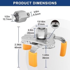 Oil Filter Wrench 3 Jaw Oil Filter Removal Tool Adjustable 2 Anti-Slip Claw