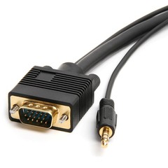 SVGA Cable 3.5mm Audio + 15 Pin VGA Video Monitor Cord Male to Male PC AUX