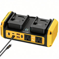 350W Pure Sine Wave Power Inverter Compatible with Dewalt 20V Battery
