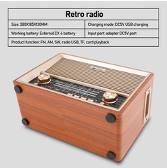 Retro- Style Decorative Radio Multifunction Music Player Bluetooth Speaker Radio