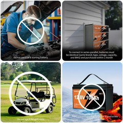 12V 100Ah LiFePO4 Lithium Battery BMS Deep Cycle For RVs Backup Power Off-grid