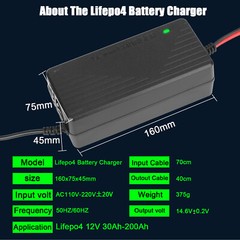 14.6V 10A Battery Charger for 12V LiFePO4 Lithium Rechargeable Batteries