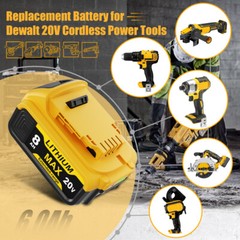 Combo 2-Pack 8.0Ah Replacement Battery & Charger Capacity for DEWALT 20V Tools