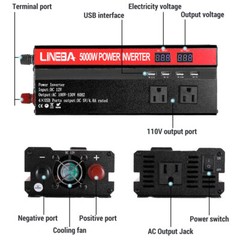 Convertidor De Corriente 5000W Para Autos Carros DC 12V a 110V AC Inversor y USB