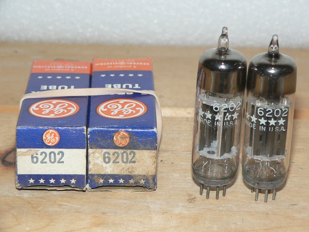 2 NIB GE 6202/6X4 Tubes (USA) 1950s FIVE STAR