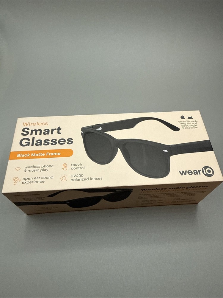 Wear iQ Wireless Smart Glasses Bluetooth, Polarized Lenses, Black Matte Frame