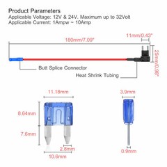 7Pack 12V 15 Amp Car Add-a-circuit Fuse TAP Adapter Kit, Mini ATM APM Blade Fuse
