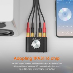 Hi-Fi Bluetooth 5.0 Stereo Audio Amplifier Mini 2 Channel Digital Receiver Amp