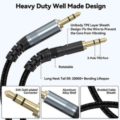 AUX Cable 10Ft 3.5mm Male to Male Audio Cord Stereo Headphone Jack Car Laptop TV