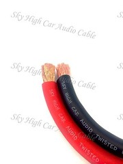50 ‘ ft 2/0 Gauge AWG 25′ RED / 25’ BLACK Power Ground Wire Sky High GA ft