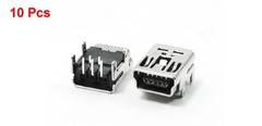 uxcell 10pcs Right Angle 5 Pins PCB Mount USB Mini 5P, 10pcs, Black