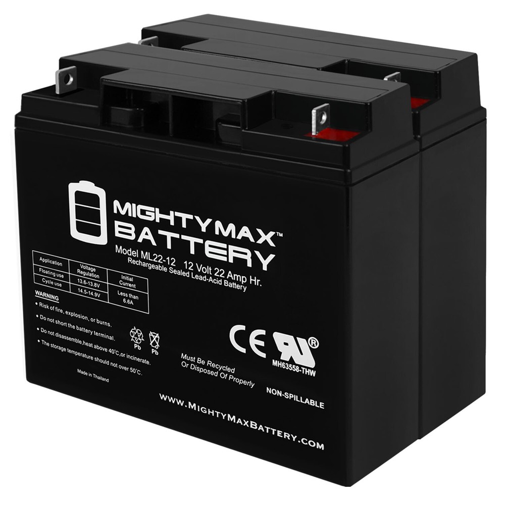 Mighty Max 2 Pack – ML22-12 12V 22AH SLA AGM Battery Replacement for UB12220